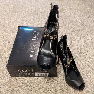 White House Black Market Open-Toe Strappy Zipper Back Heel